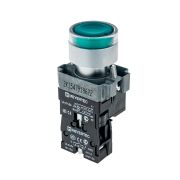 Кнопка с подсветкой зеленая 220V 1NO