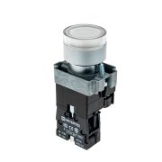 Кнопка с подсветкой белая 220V 1NO