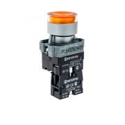 Кнопка с подсветкой желтая 220V 1NO