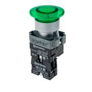 Кнопка грибовидная без фиксации, с подсветкой, 24V, 1NO, зеленый