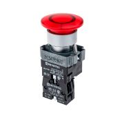 Кнопка грибовидная без фиксации, с подсветкой, 24V, 1NC, красный