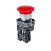 Кнопка грибовидная без фиксации, с подсветкой, 220V, 1NC, красный