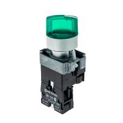 Переключатель с подсветкой, с фиксацией, 24V AC/DC, зеленый, 3 положения, 1NO