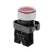 Кнопка плоская красная, 1NС, IP67, металл