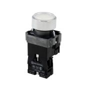 Кнопка плоская белая с подсветкой, 24V AC/DC, 1NO, IP67, металл