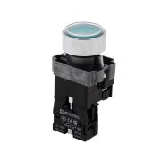 Кнопка плоская зеленая с подсветкой, 24V AC/DC, 1NO, IP67, металл