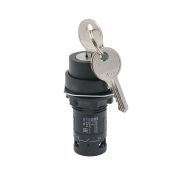 Переключатель с ключом на 3 положения с фиксацией, 1 выемка в центре, 2NO, IP54, пластик