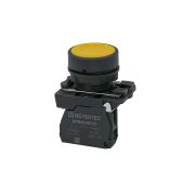 Кнопка плоская желтая, 1NO, IP65, пластик