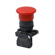 Кнопка грибовидная красная, 40 мм, пружиный возврат, 1NС, IP65, пластик