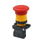 Кнопка грибовидная аварийной остановки, красная, 40 мм, возврат поворотом с фиксацией, 1NC, IP65, пластик