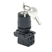 Переключатель с ключом на 3 положения с фиксацией, 1 выемка в центре, 2NO, IP65 пластик