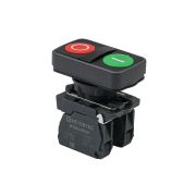 Кнопка двойная плоская, красная/зеленая, маркировка 