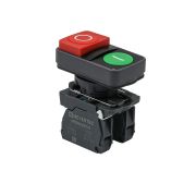 Кнопка двойная выступающая, красная/зеленая, маркировка 