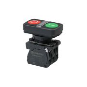 Кнопка двойная плоская с подсветкой, красная/зеленая, маркировка 