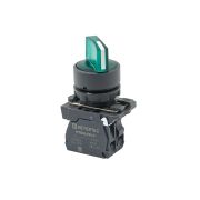 Переключатель  на 2 положения с фиксацией и подсветкой, зеленый, 1NO, 220V AC/DC, IP65, пластик