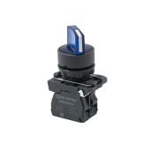 Переключатель  на 2 положения с фиксацией и подсветкой, синий, 1NO, 24V AC/DC, IP65, пластик