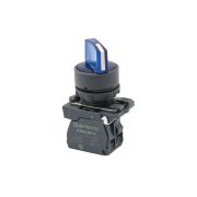 Переключатель  на 3 положения с фиксацией и подсветкой, синий, 1NO, 220V AC/DC, IP65, пластик