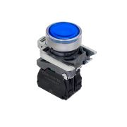 Кнопка синяя с подсветкой, 1NO, 24V AC/DC, IP65, металл