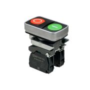 Кнопка двойная плоская, красная/зеленая, маркировка 