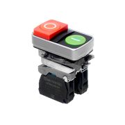 Кнопка двойная выступающая, красная/зеленая, маркировка 