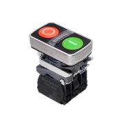 Кнопка двойная плоская с подсветкой, красная/зеленая, маркировка 