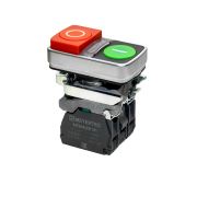 Кнопка двойная выступающая с подсветкой, красная/зеленая, маркировка 