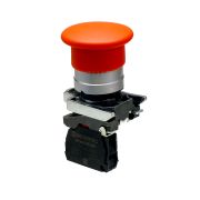 Кнопка грибовидная красная, 40 мм, пружиный возврат, 1NС, IP65, металл