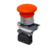 Кнопка грибовидная аварийной остановки, красная, 40 мм, возврат поворотом с фиксацией, 1NC, IP65, металл