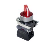 Переключатель  на 3 положения с фиксацией и подсветкой, красный, 1NС, 220V AC/DC, IP65, металл