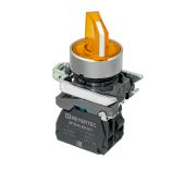 Переключатель  на 3 положения с фиксацией и подсветкой, желтый, 1NO, 220V AC/DC, IP65, металл