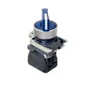 Переключатель  на 3 положения с фиксацией и подсветкой, синий, 1NO, 220V AC/DC, IP65, металл