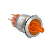Переключатель с подсветкой, с фиксацией, 220V AC/DC, желтый, 2 положения, 1NO+1NC, IP67, нержавеющая сталь