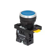 Кнопка плоская синяя, 1NO, IP54, пластик