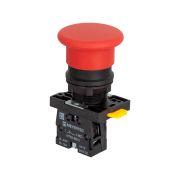 Кнопка грибовидная красная, 40 мм, пружиный возврат, 1NС, IP54, пластик