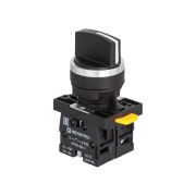 Переключатель на 3 положения с возвратом в центре, короткая ручка, 2NO, IP54, пластик