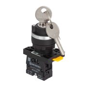 Переключатель с ключом на 2 положения с фиксацией, 1 выемка, 1NO, IP54, пластик