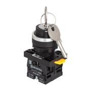 Переключатель с ключом на 3 положения с фиксацией, 1 выемка в центре, 2NO, IP54, пластик