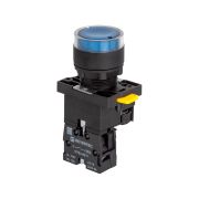 Кнопка синяя с подсветкой, 1NO, 24V AC/DC, IP54, пластик