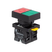 Кнопка двойная плоская, красная/зеленая, маркировка 