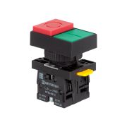 Кнопка двойная выступающая, красная/зеленая, маркировка 