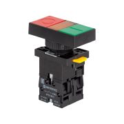 Кнопка двойная плоская с подсветкой, красная/зеленая, маркировка 