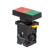 Кнопка двойная плоская с подсветкой, красная/зеленая, маркировка 