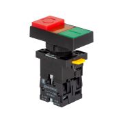 Кнопка двойная выступающая с подсветкой, красная/зеленая, маркировка 