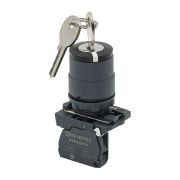 Переключатель с ключом на 2 положения с фиксацией, 2 выемки, 1NO, IP65, пластик