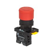 Кнопка грибовидная аварийной остановки, красная, 30 мм, возврат поворотом с фиксацией, 1NC, IP54, пластик