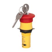 Кнопка грибовидная красная с ключом, c фиксацией, 1 выемка, Ø 40 мм, 1NC, IP65, пластик