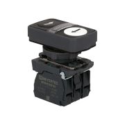 Кнопка двойная плоская с подсветкой, черная/белая, маркировка 