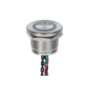 Пьезокнопка, Ø22 мм, подсветка кольцом (зеленая/красная), 5-проводная (общий анод), NC, возврат, 24В AC/DC, IP68