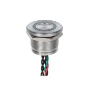 Пьезокнопка, Ø22 мм, подсветка кольцом (красная/зеленая), 5-проводная (общий анод), NO, возврат, 24В AC/DC, IP68