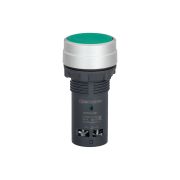 Кнопка плоская зеленая с фиксацией, 1NO, IP65, пластик